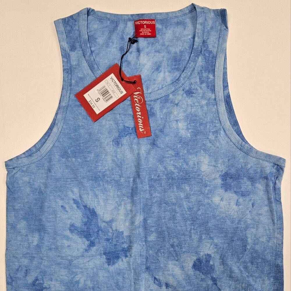 Victorious Men's Tie Dye Tank Top Blue